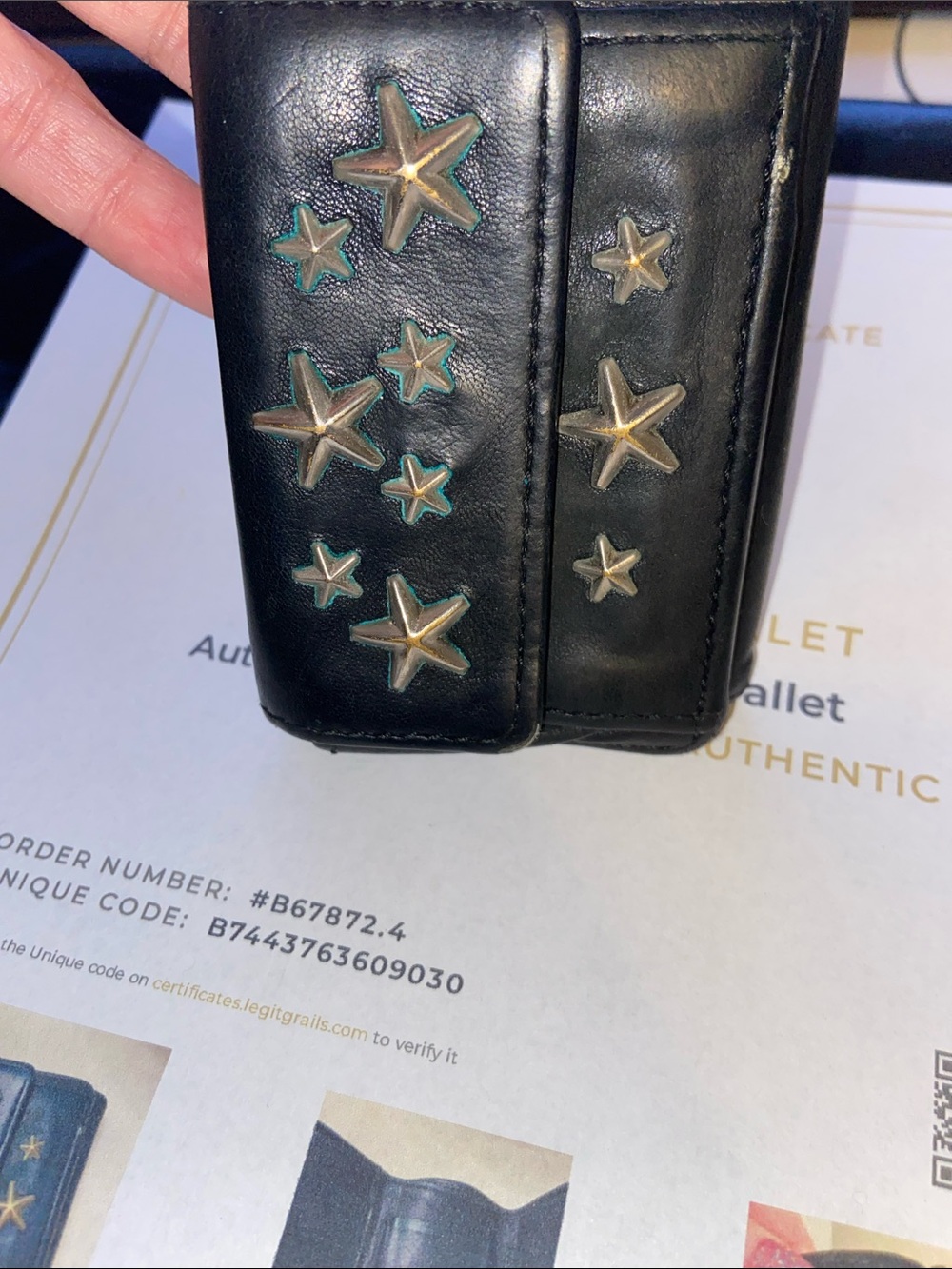 Jimmy Choo Black Leather Star-Embellished Small Wallet - Picture 4 of 7
